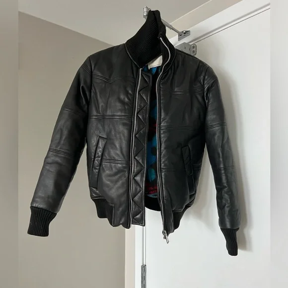 Kenzo H&m Leather Bomber Jacket Coat F/w 16 Medium Black Paris Winter